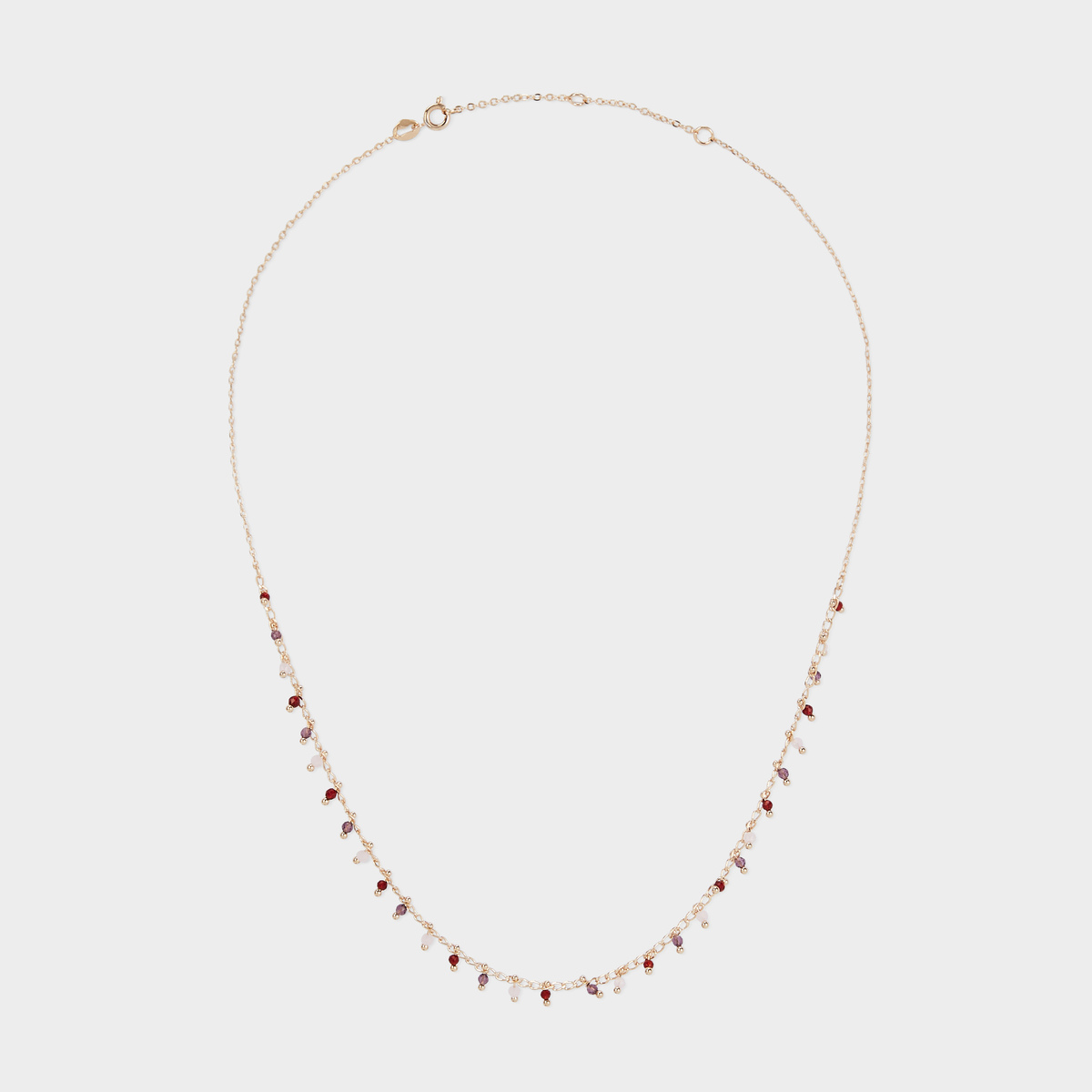Collier pampilles facettées roses plaqué or