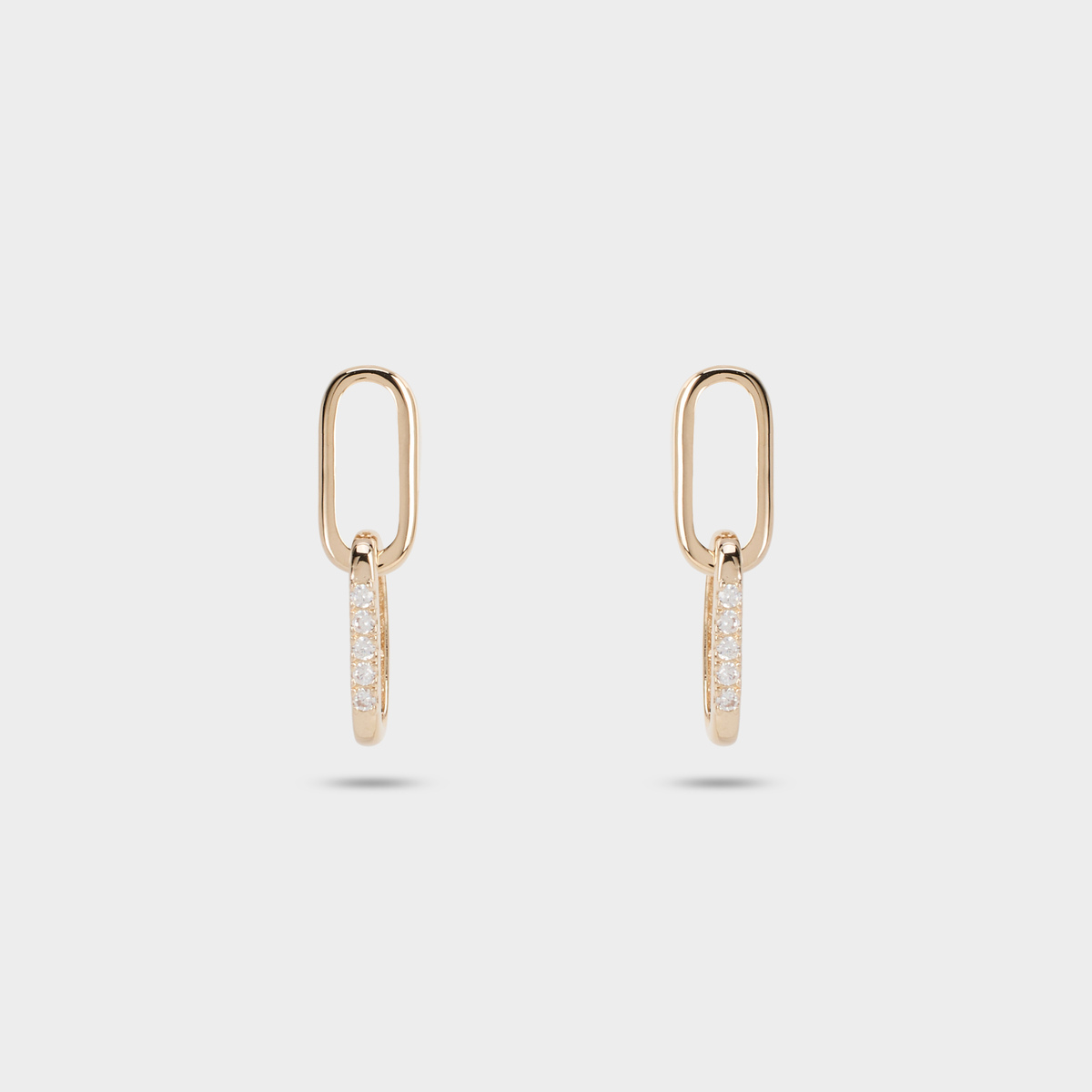 Boucles d'oreilles Tandem pavées plaqué or
