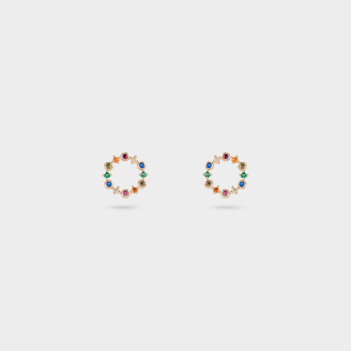 Boucles d'oreilles couronne Rainbow plaqué or