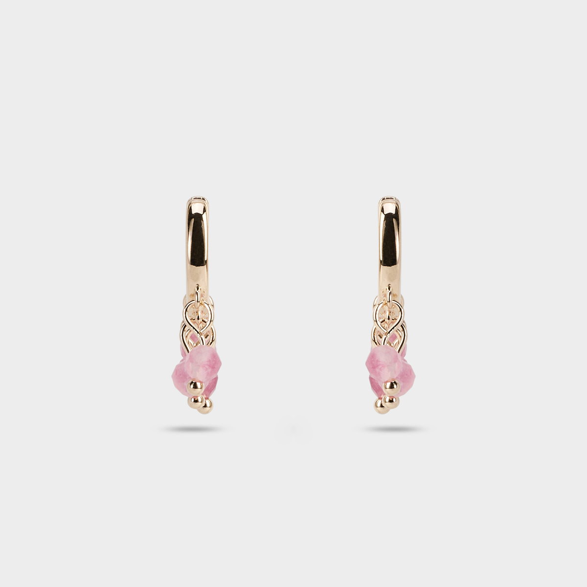 Boucles d'oreilles mini créoles pierres roses plaqué or