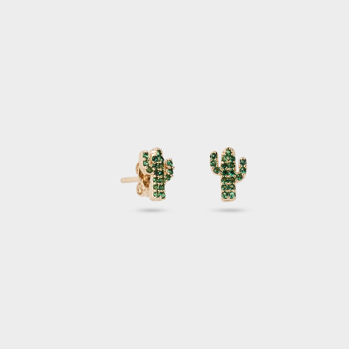 Boucles d'oreilles cactus pavées plaqué or