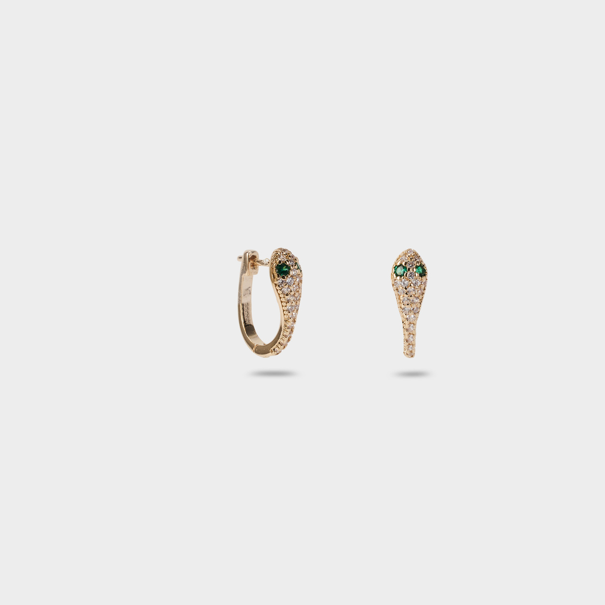 Boucles d'oreilles serpents pavés plaqué or