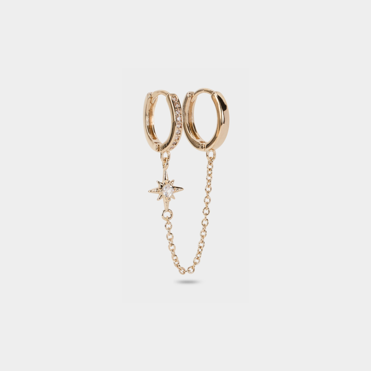 Boucle d'oreille double anneaux liés plaqué or
