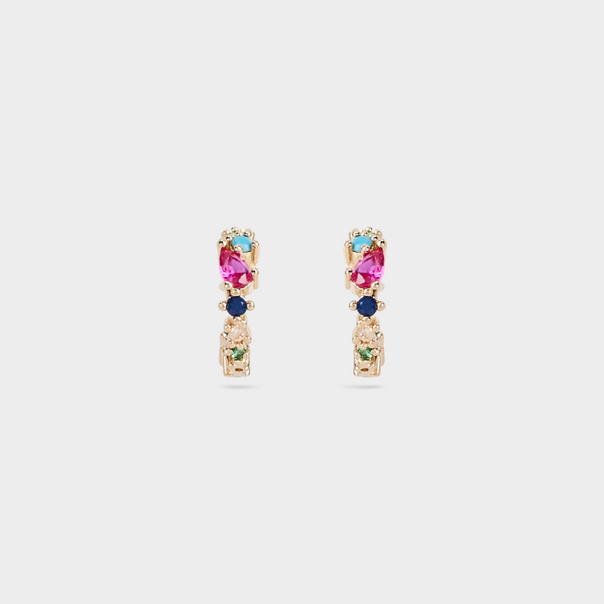 Boucles d'oreilles mini créoles Rainbow plaqué or