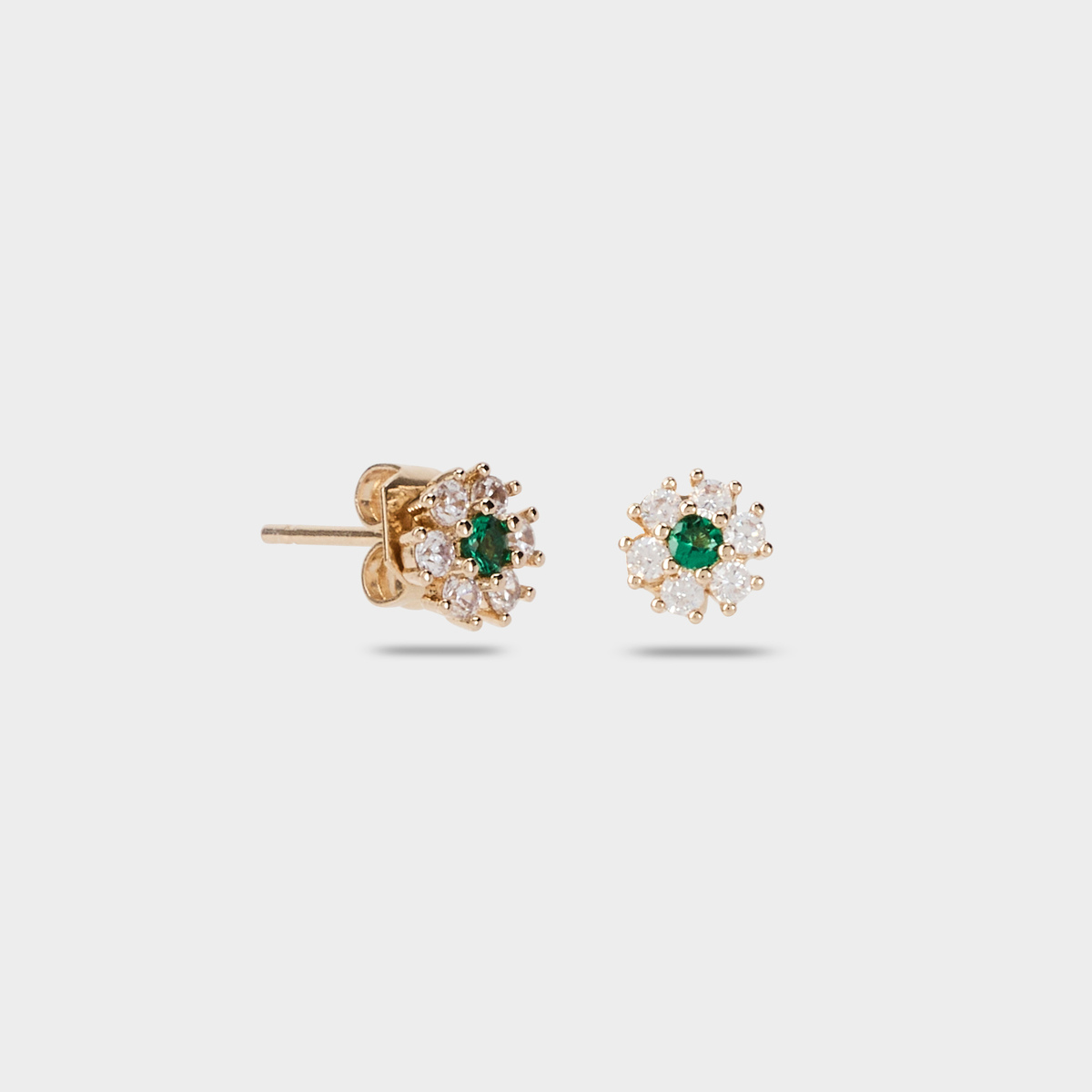 Boucles d'oreilles fleurs pavées plaqué or