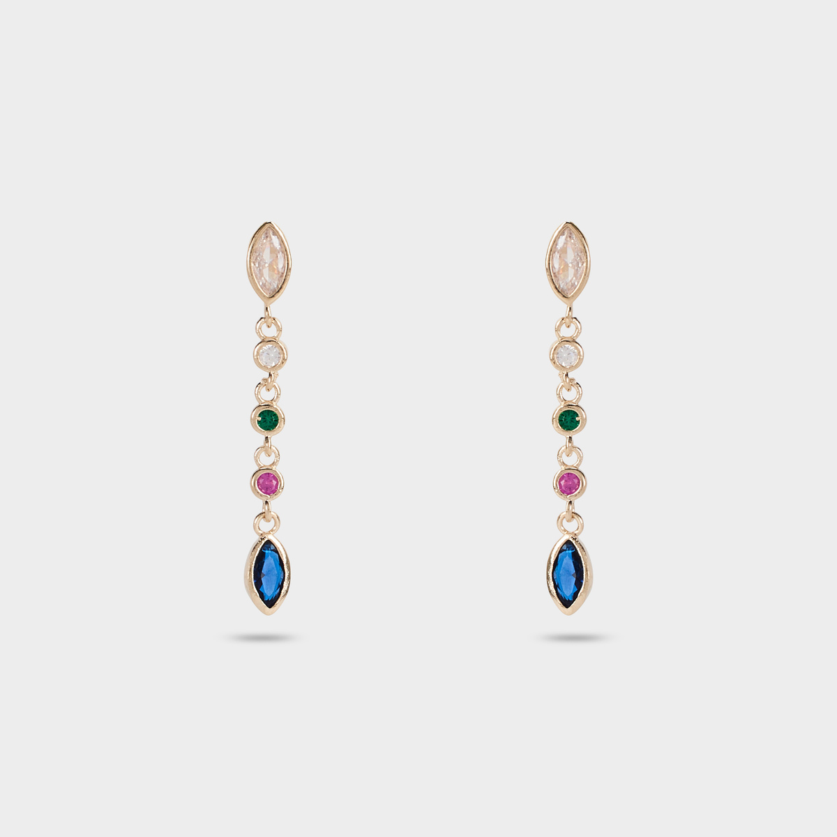 Boucles d'oreilles navette d'azur pendantes plaqué or