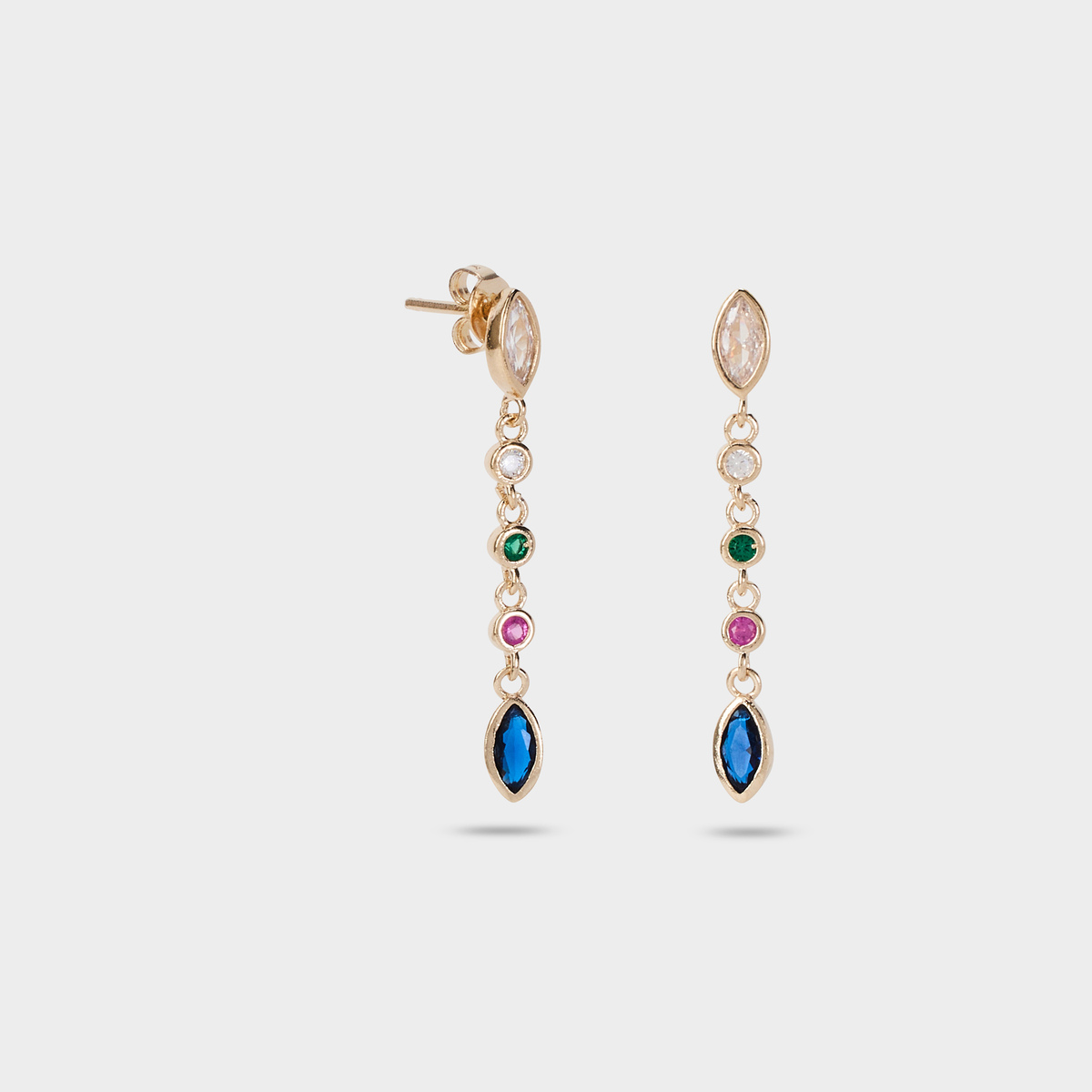 Boucles d'oreilles navette d'azur pendantes plaqué or