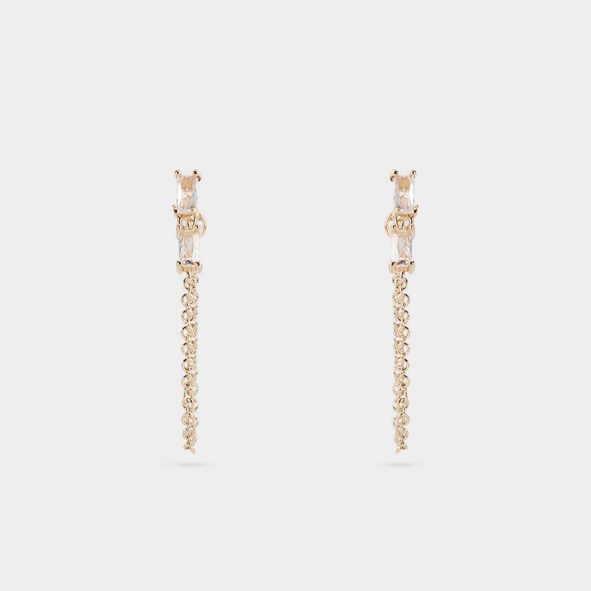 Boucles d'oreilles devant derrière rectangles sur chaîne plaqué or