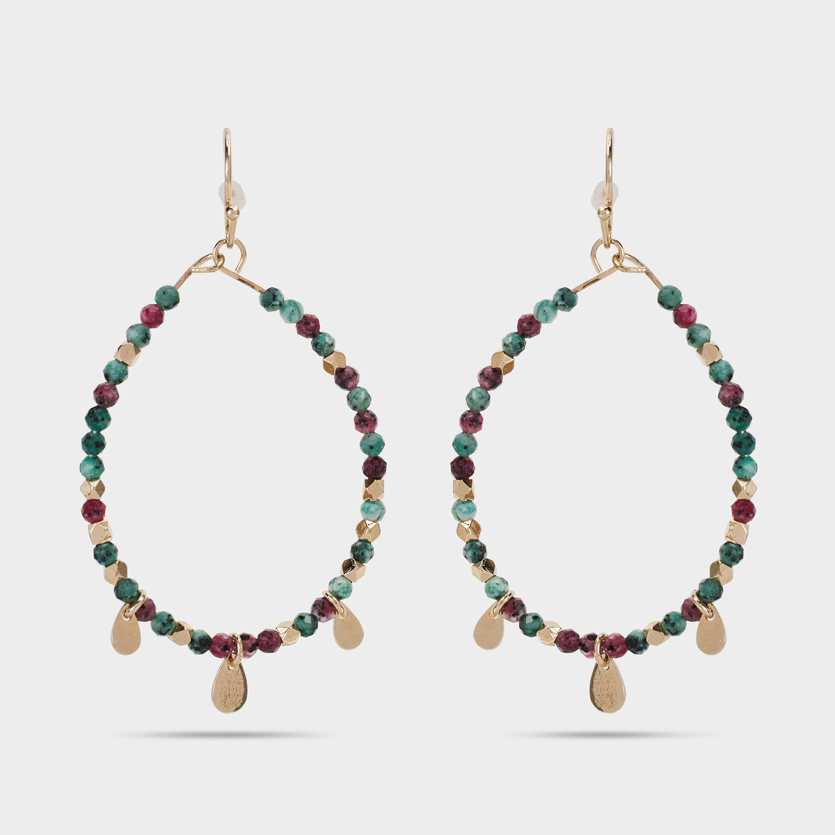 Boucles d'oreilles goutte mini pierres plaqué or