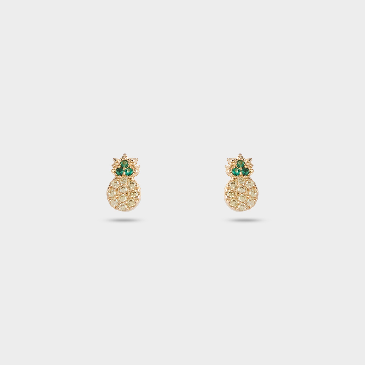 Boucles d'oreilles ananas pavées plaqué or
