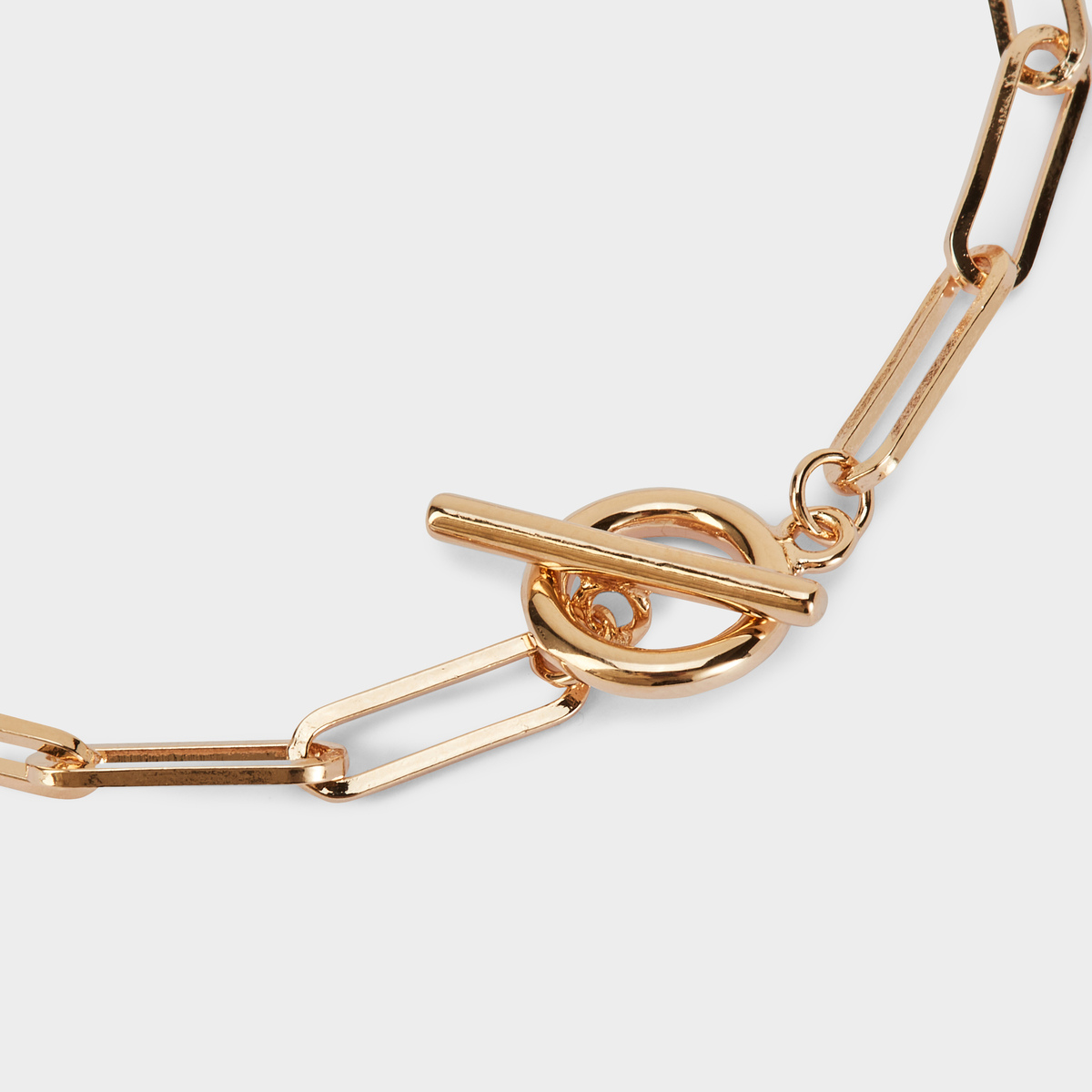 Bracelet chaîne maillons fermoir T plaqué or