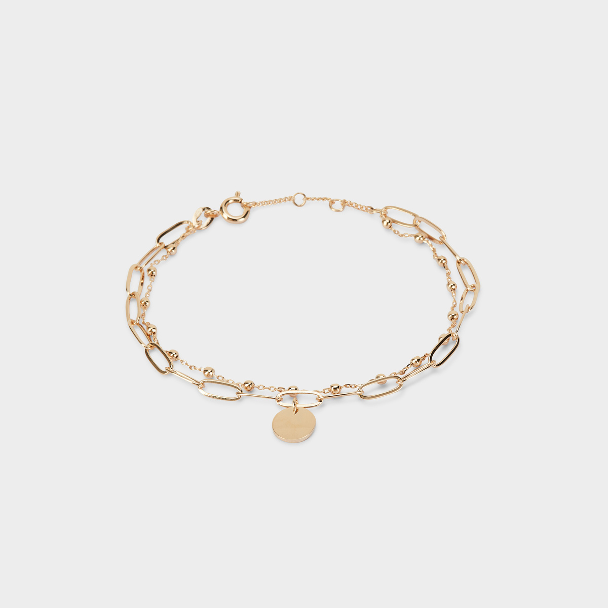 Bracelet breloque sur double chaîne plaqué or