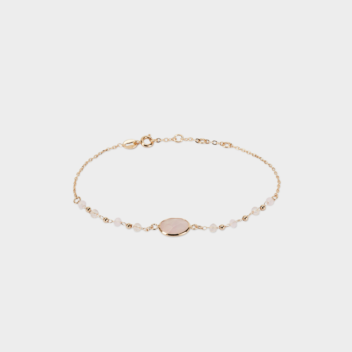 Bracelet pierres et facette rose plaqué or