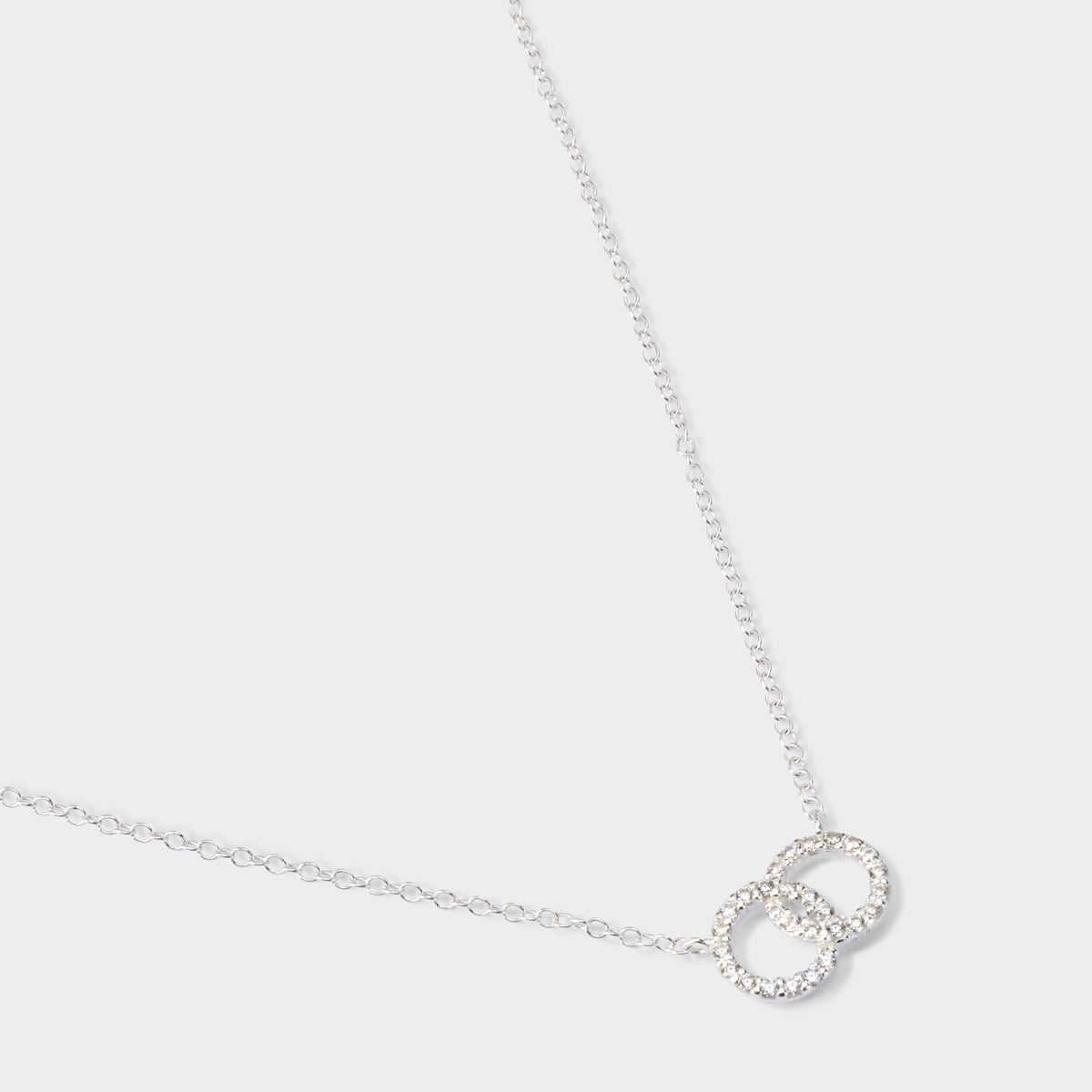 Collier duo anneaux pavés argent