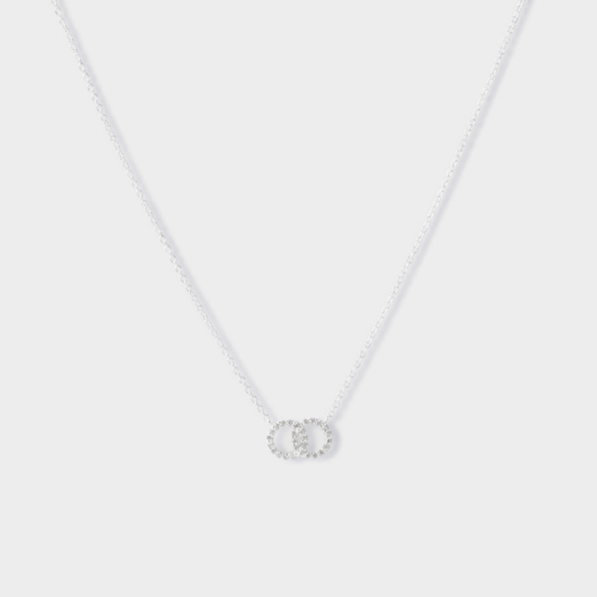 Collier duo anneaux pavés argent