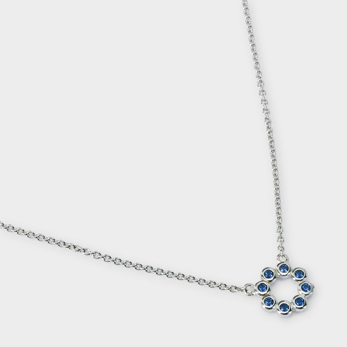 Collier Flower bleu  sur chaîne argent