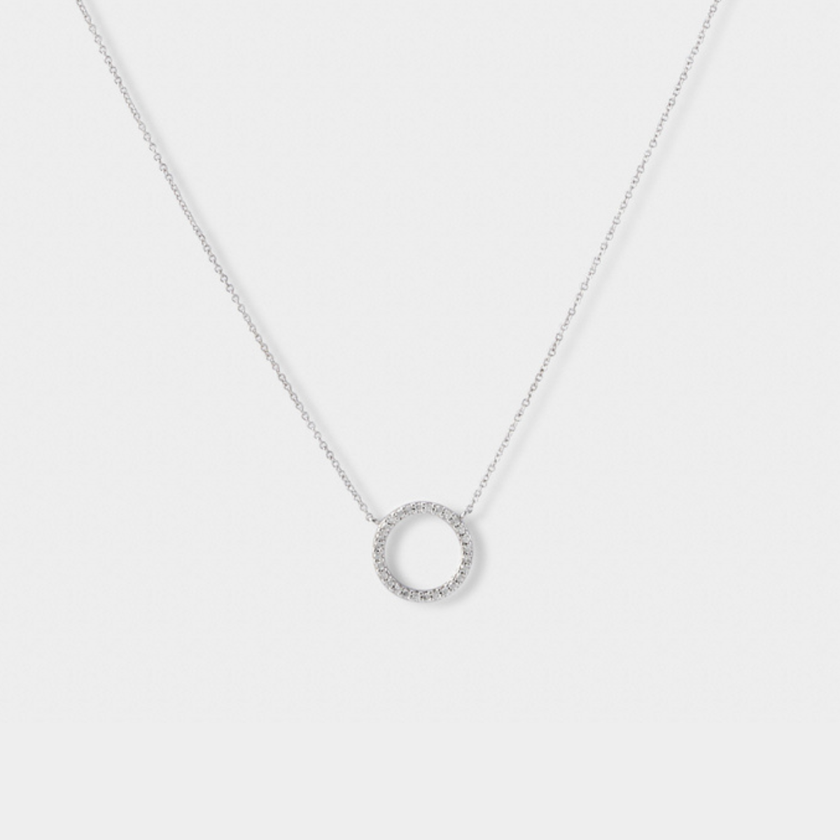 Collier anneau pavé argent