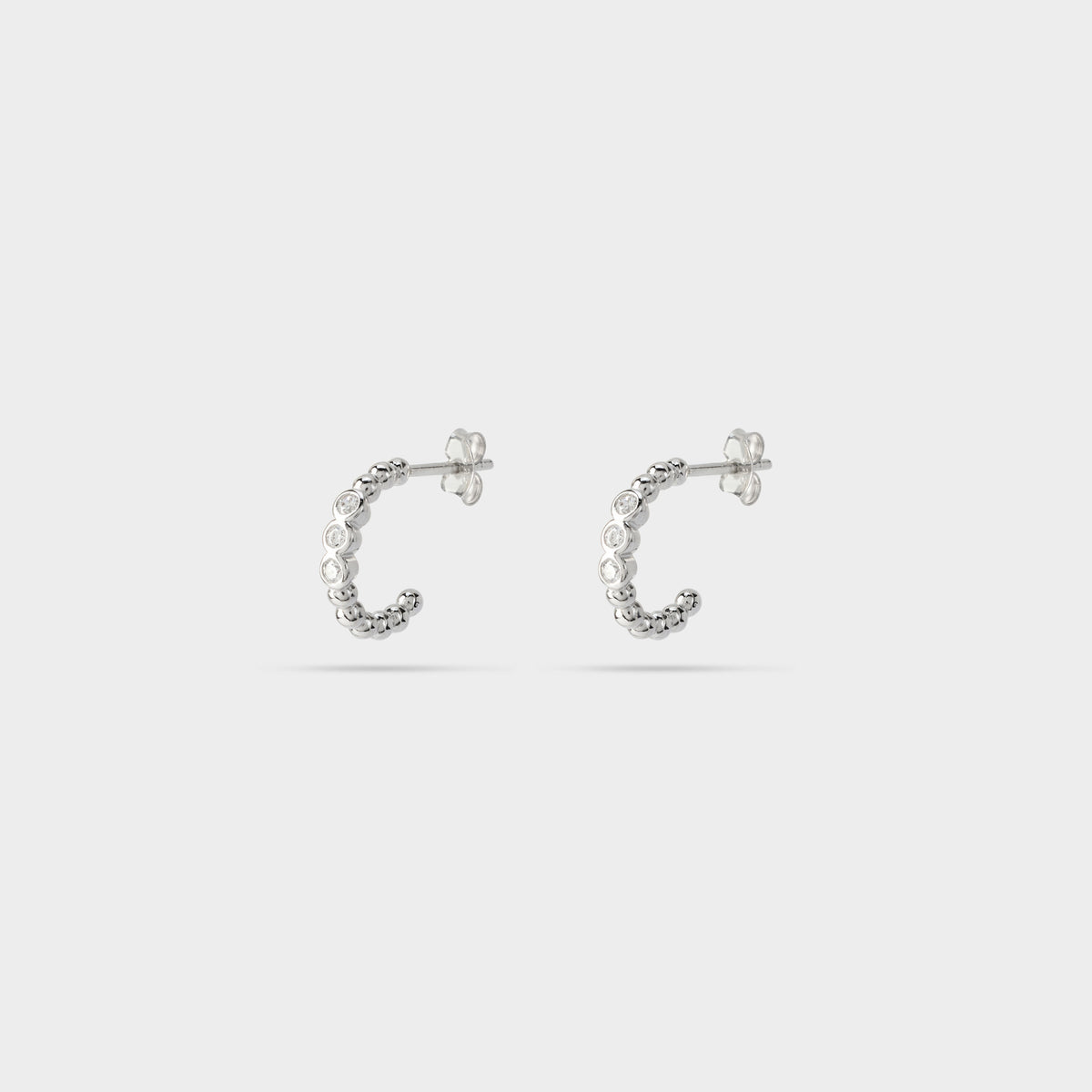 Boucles d'oreilles mini créoles perlées et purity argent