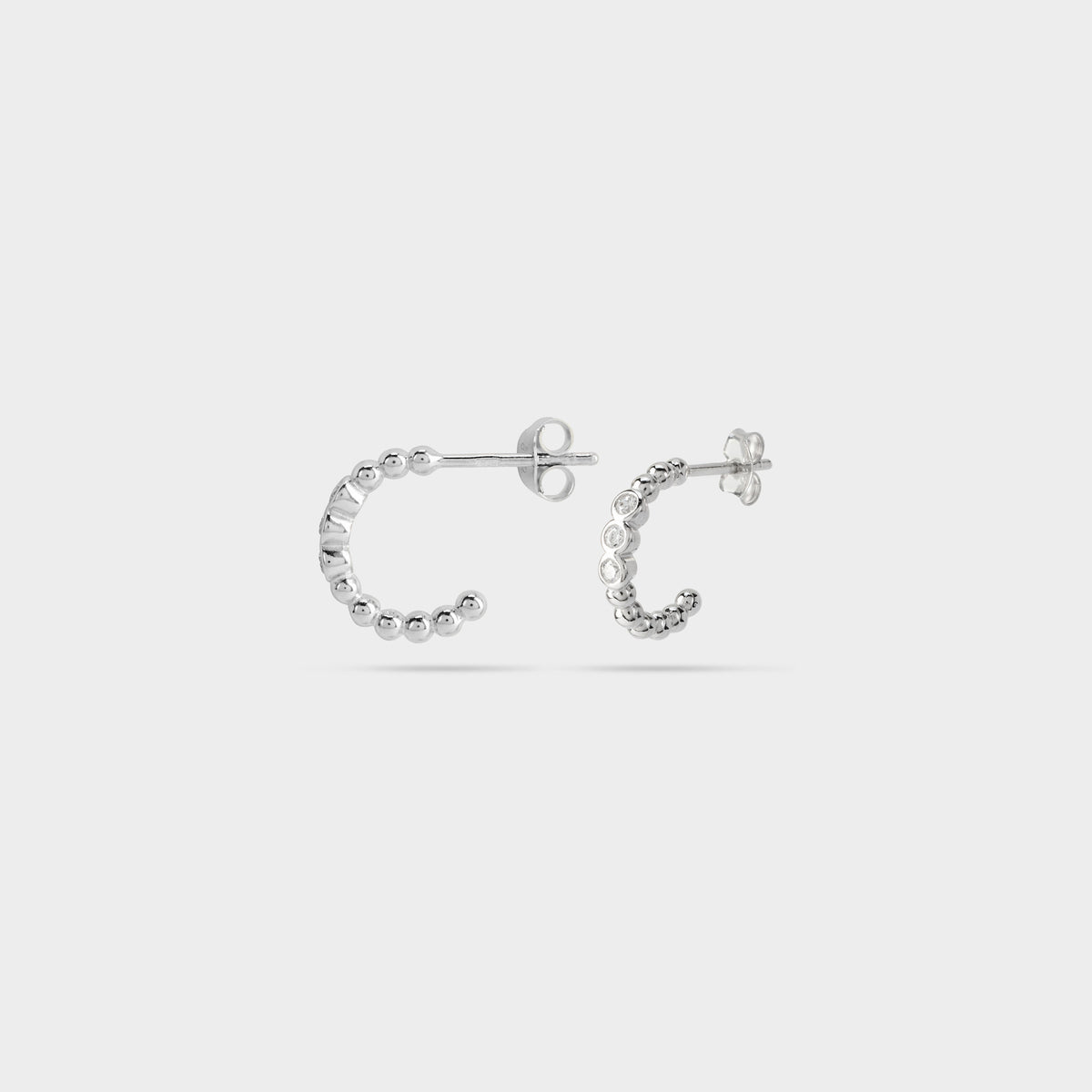 Boucles d'oreilles mini créoles perlées et purity argent