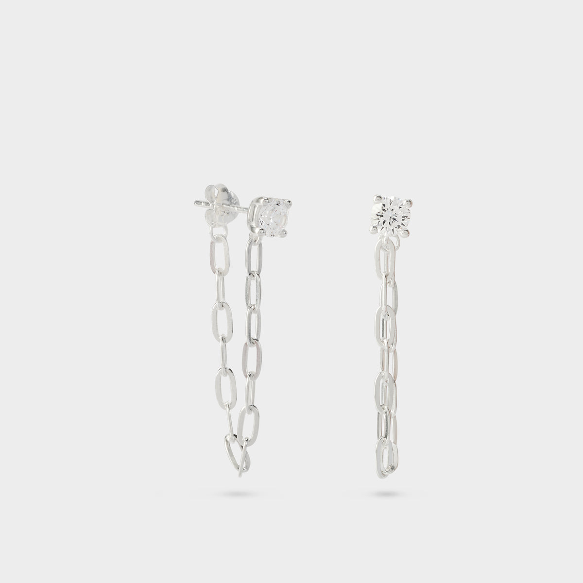 Boucles d'oreilles Eclat maillons ovales devant derrière argent