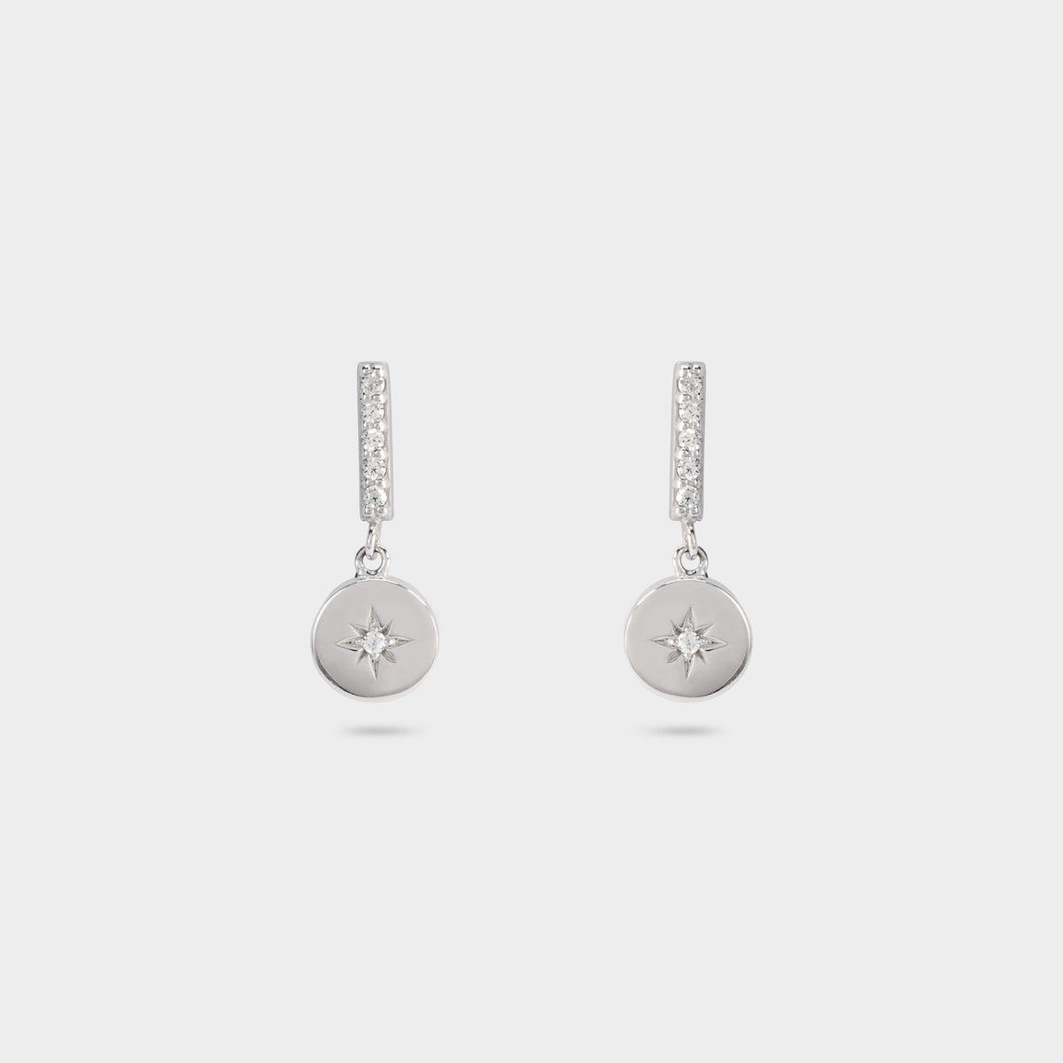 Boucles d'oreilles rose des vents tige pavée argent