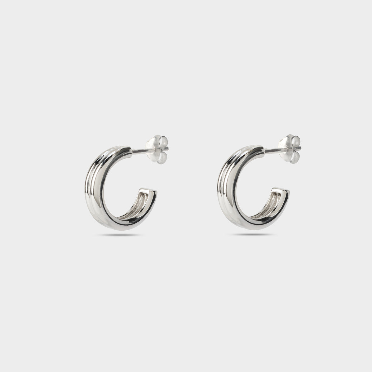 Boucles d'oreilles mini créoles bombées double argent
