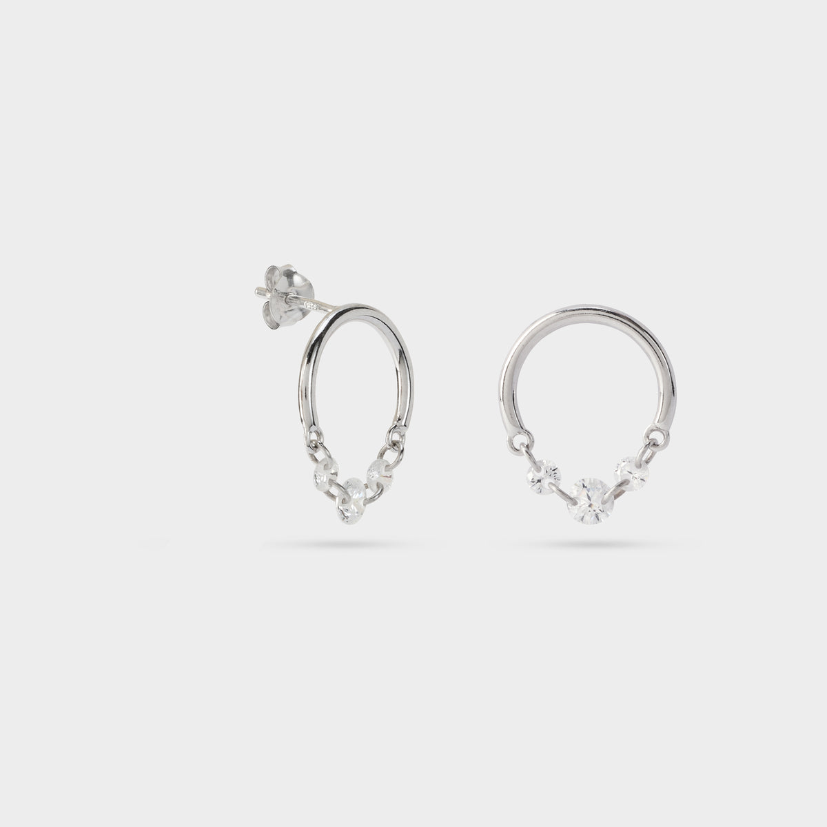 Boucles d'oreilles cercles & brillants argent