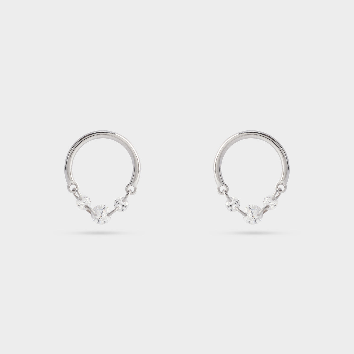 Boucles d'oreilles cercles & brillants argent