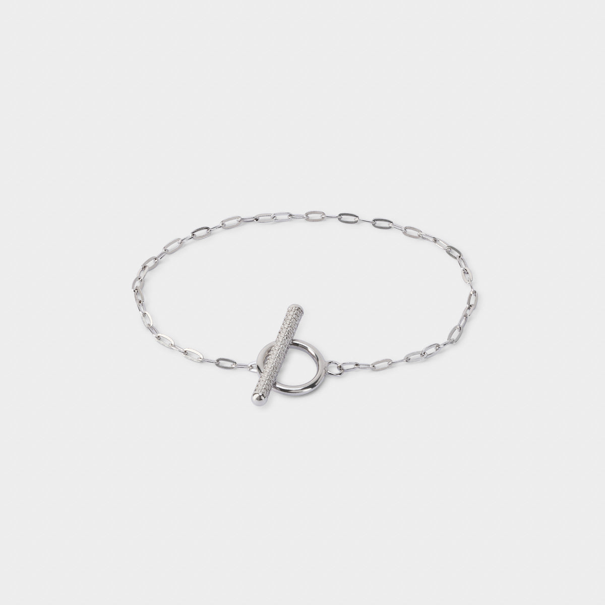 Bracelet fermoir T maillons ovales argent