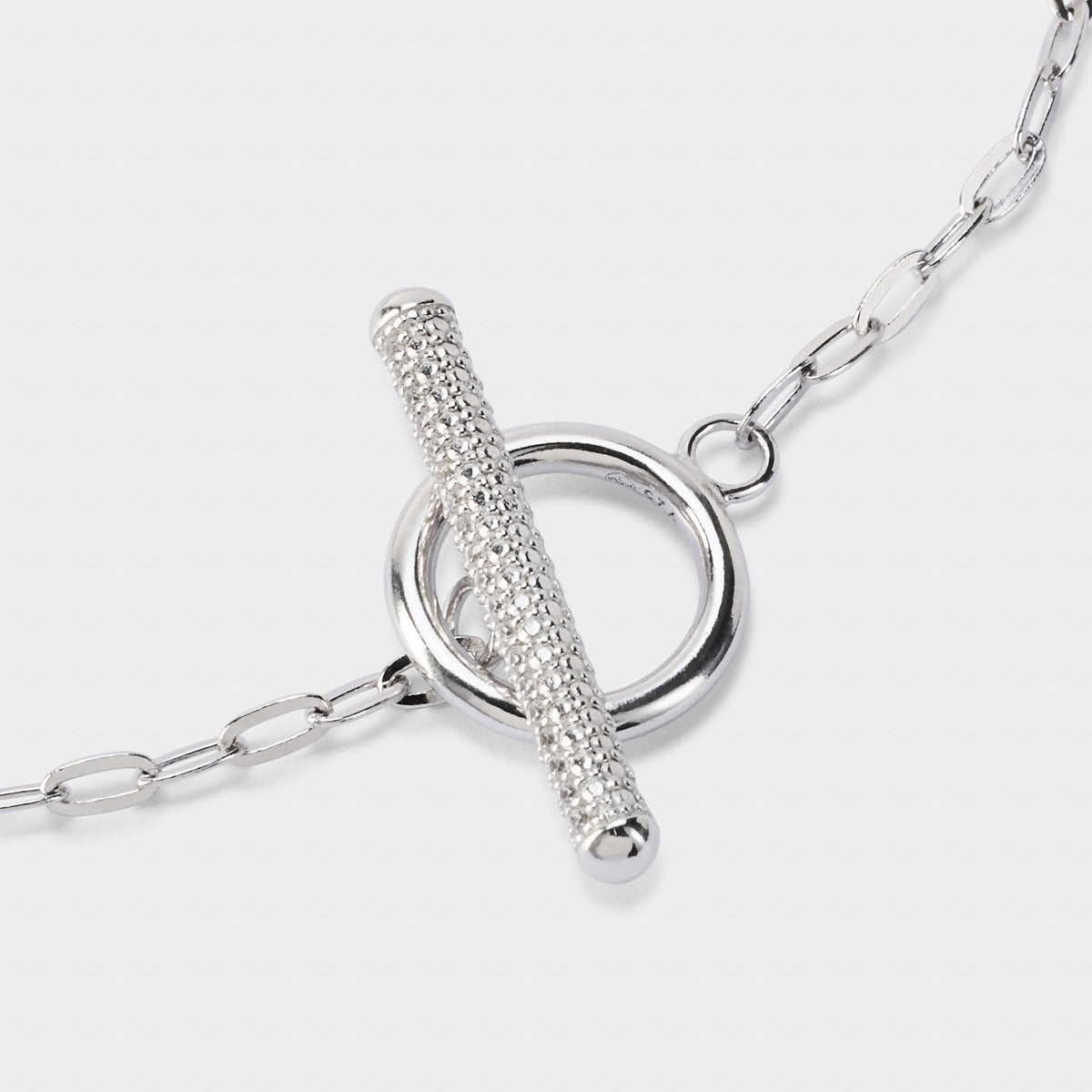 Bracelet fermoir T maillons ovales argent