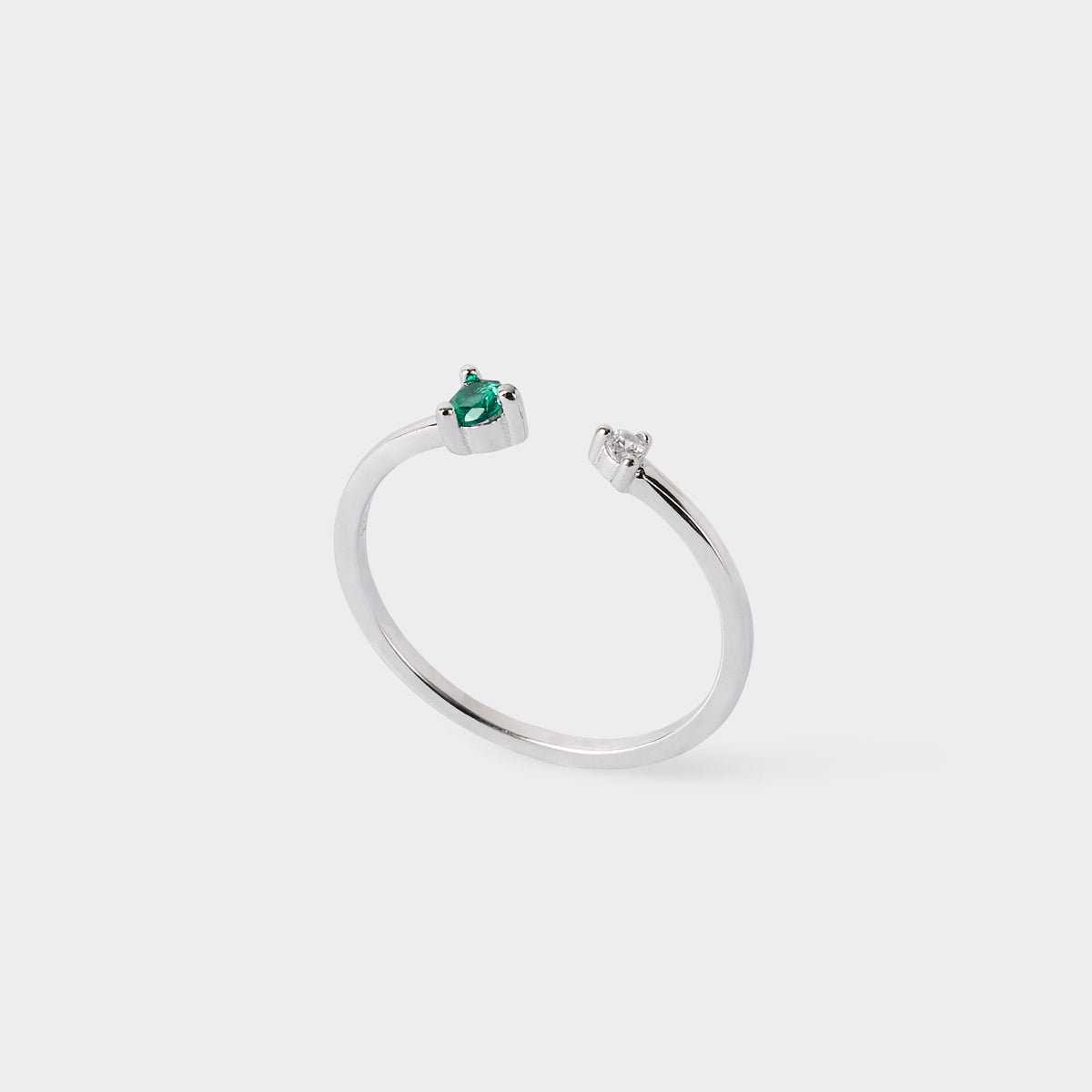 Bague zircons Toi & Moi ajustable argent