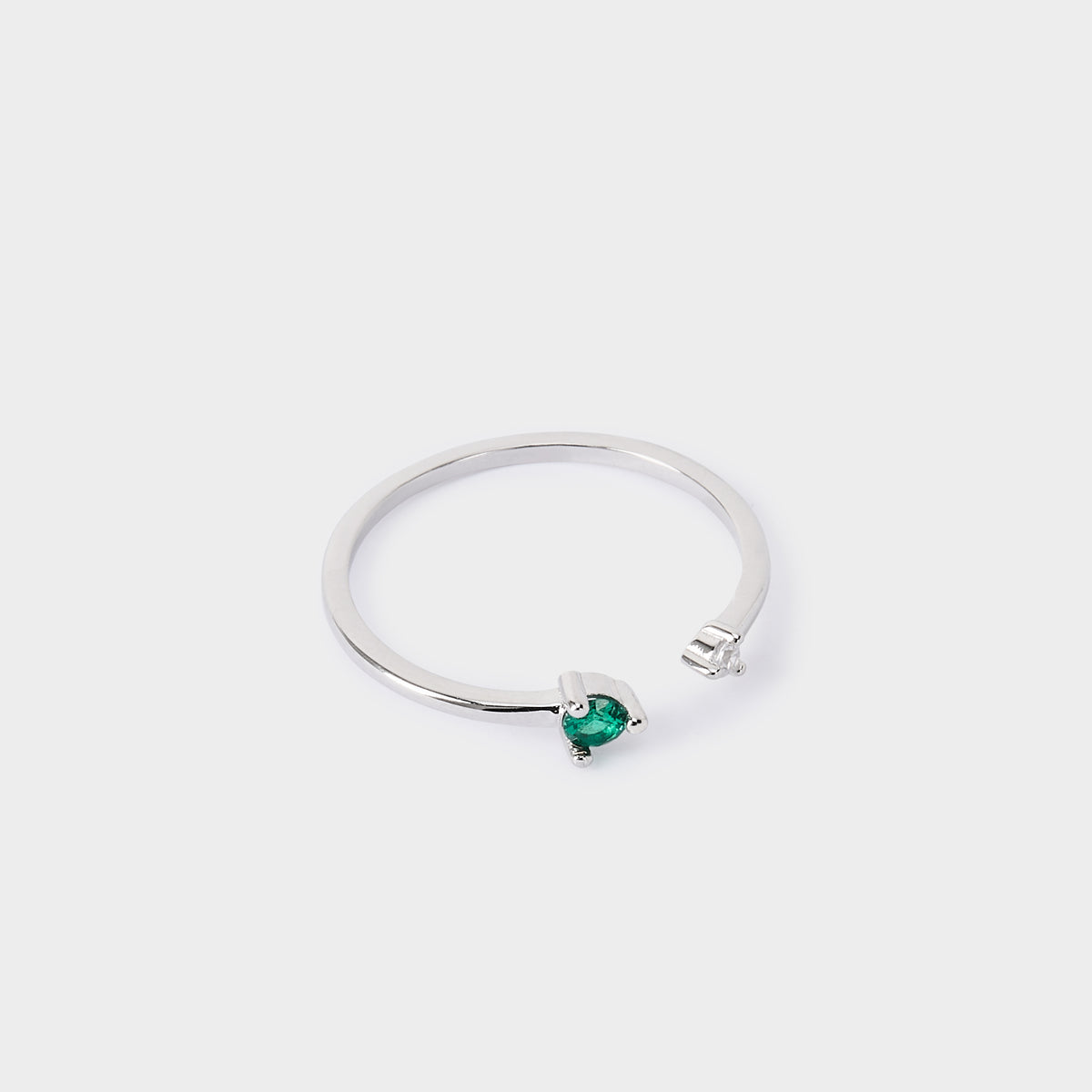 Bague zircons Toi & Moi ajustable argent