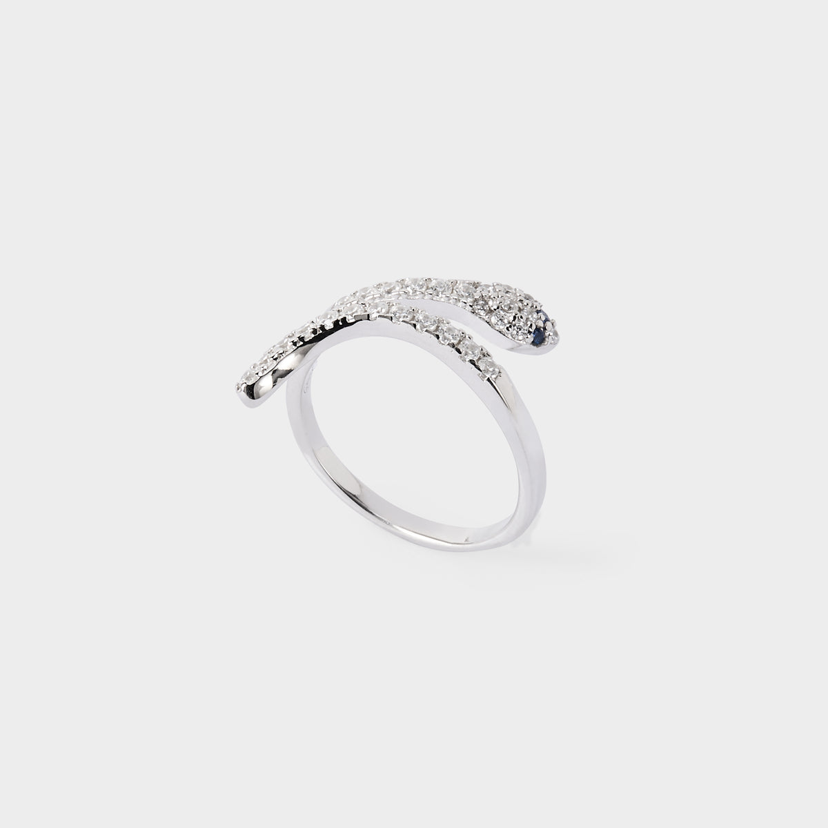 Bague serpent pavé ajustable argent