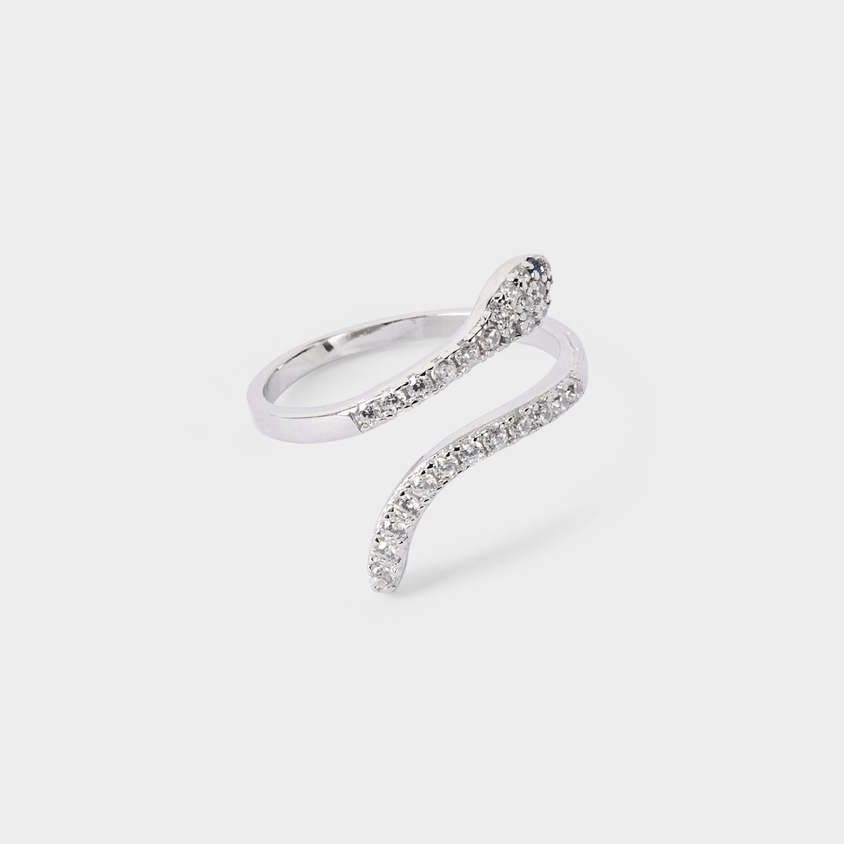 Bague serpent pavé ajustable argent