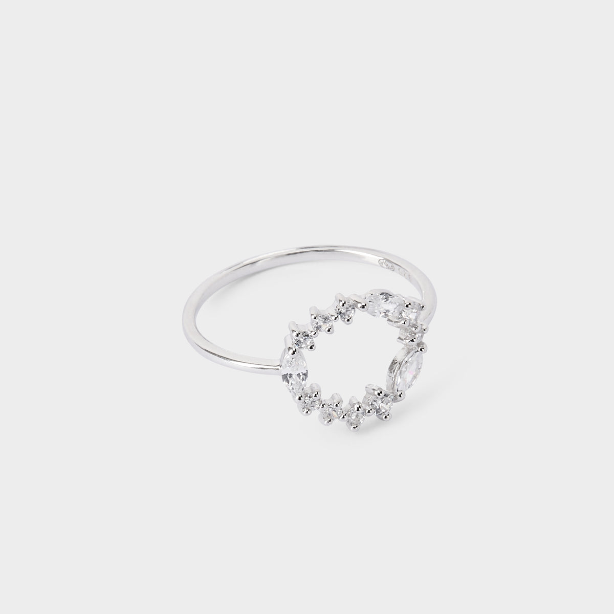 Bague couronne pavée argent