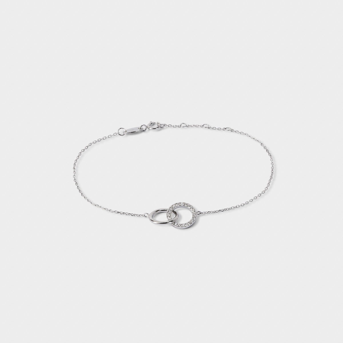 Bracelet duo anneaux pavés argent