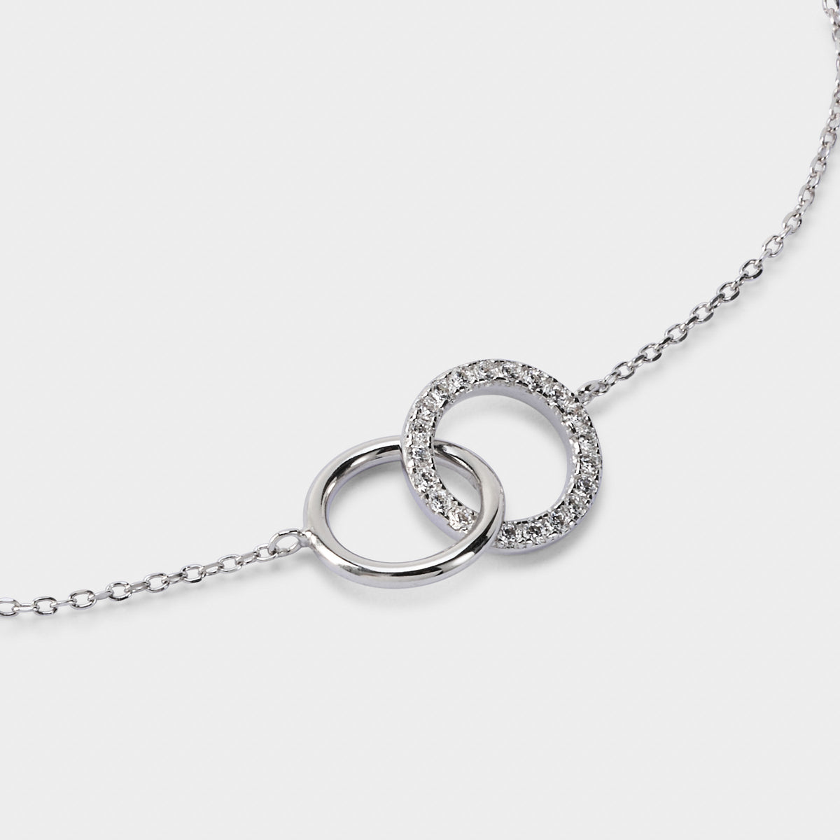 Bracelet duo anneaux pavés argent