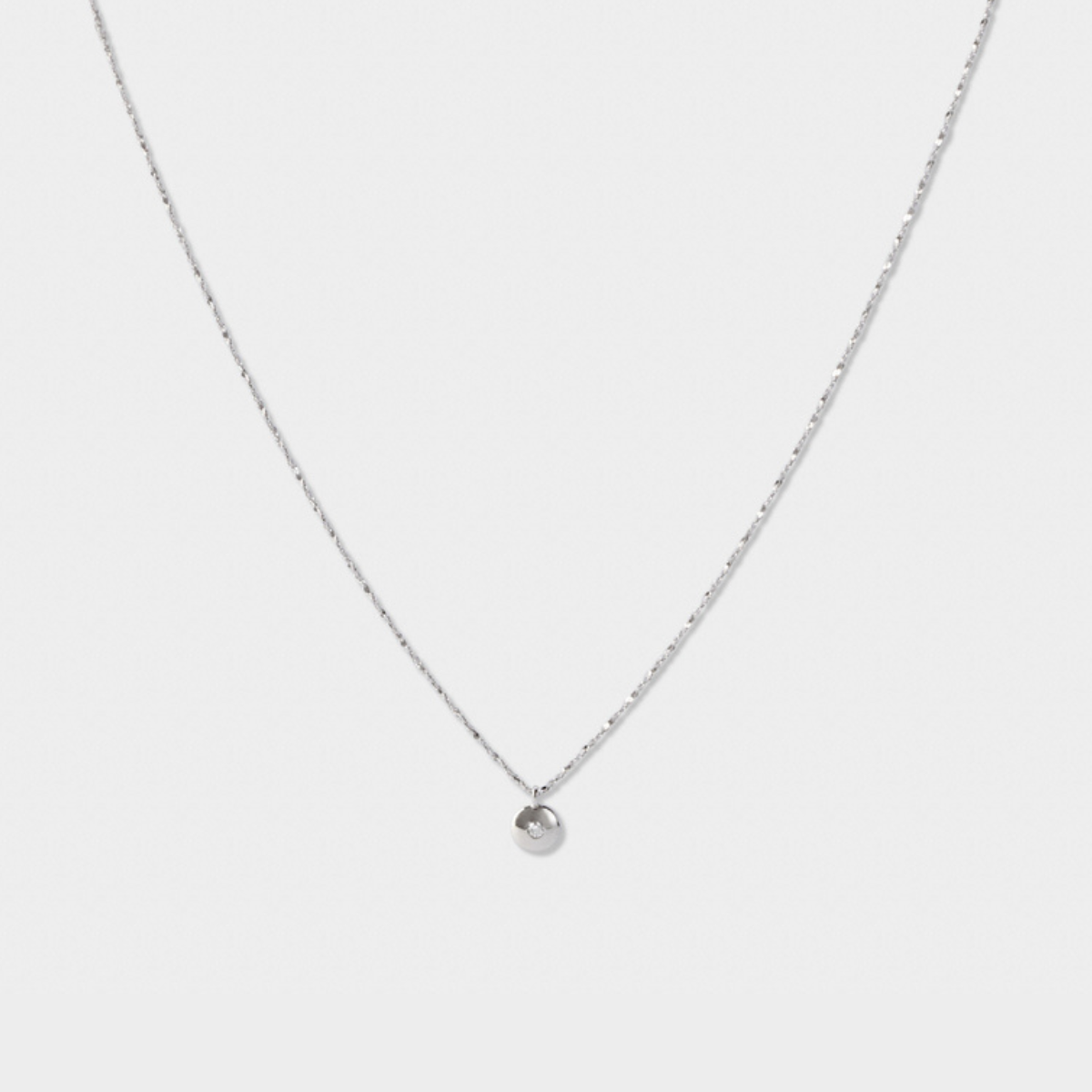 Collier 1 brillant maille ovale argent