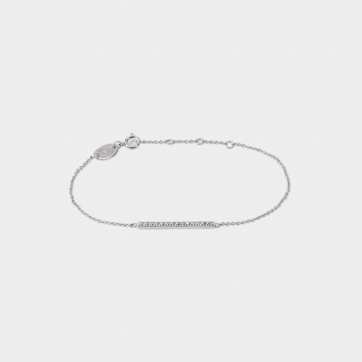 Bracelet chaîne barrette pavée argent