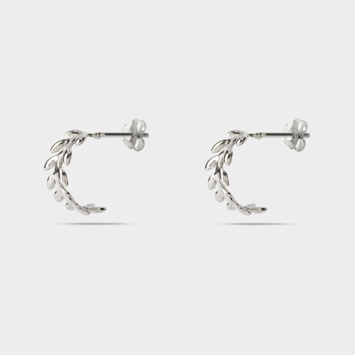 Boucles d'oreilles créoles feuilles argent