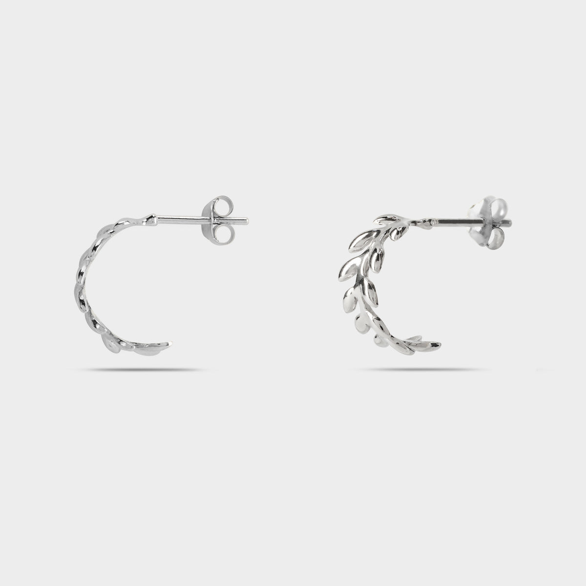 Boucles d'oreilles créoles feuilles argent