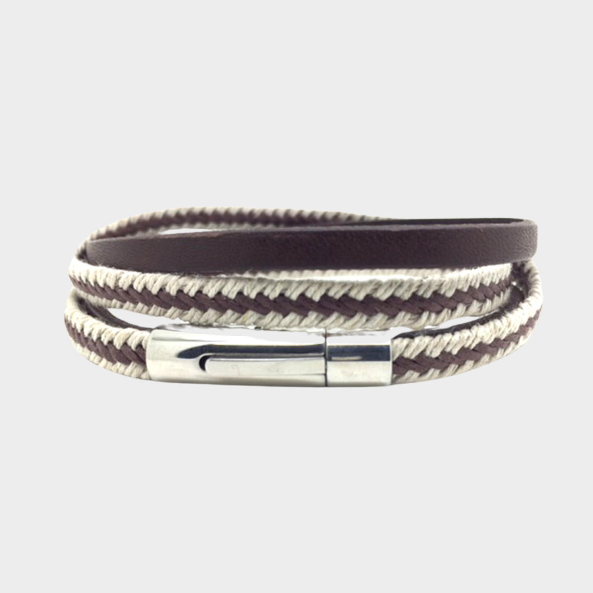Le Nautic en cuir véritable marron, tresse marron et beige