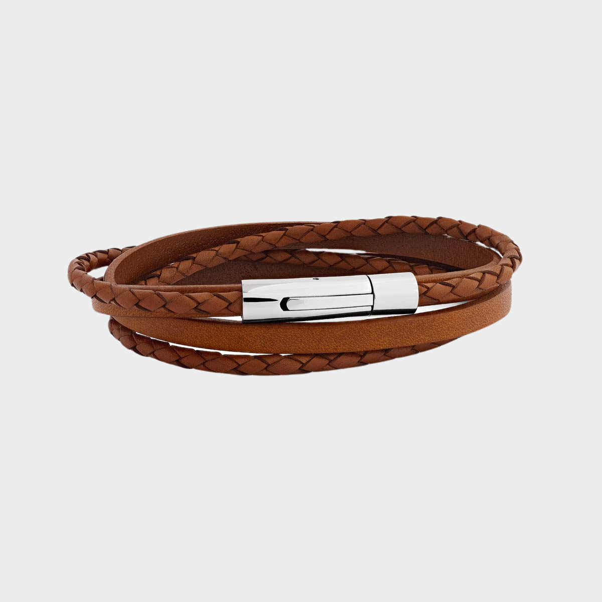 Bracelet le Tressé en cuir véritable camel pour homme