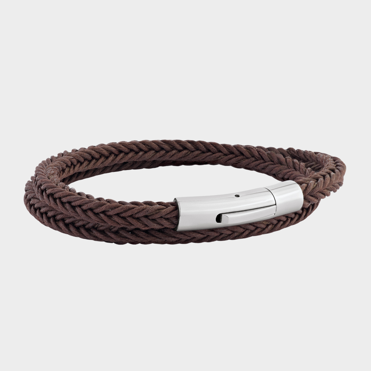 Bracelet Le Carré tressé chocolat pour homme