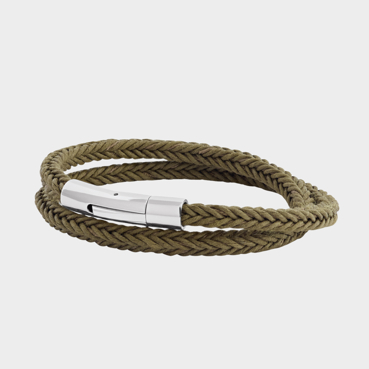 Bracelet Le Carré tressé kaki pour homme