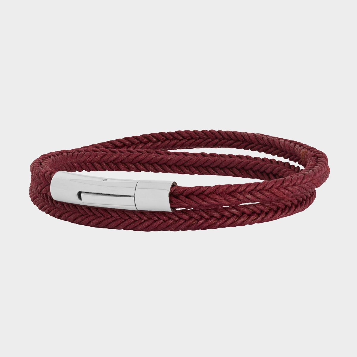 Bracelet Le Carré tressé lie de vin pour homme