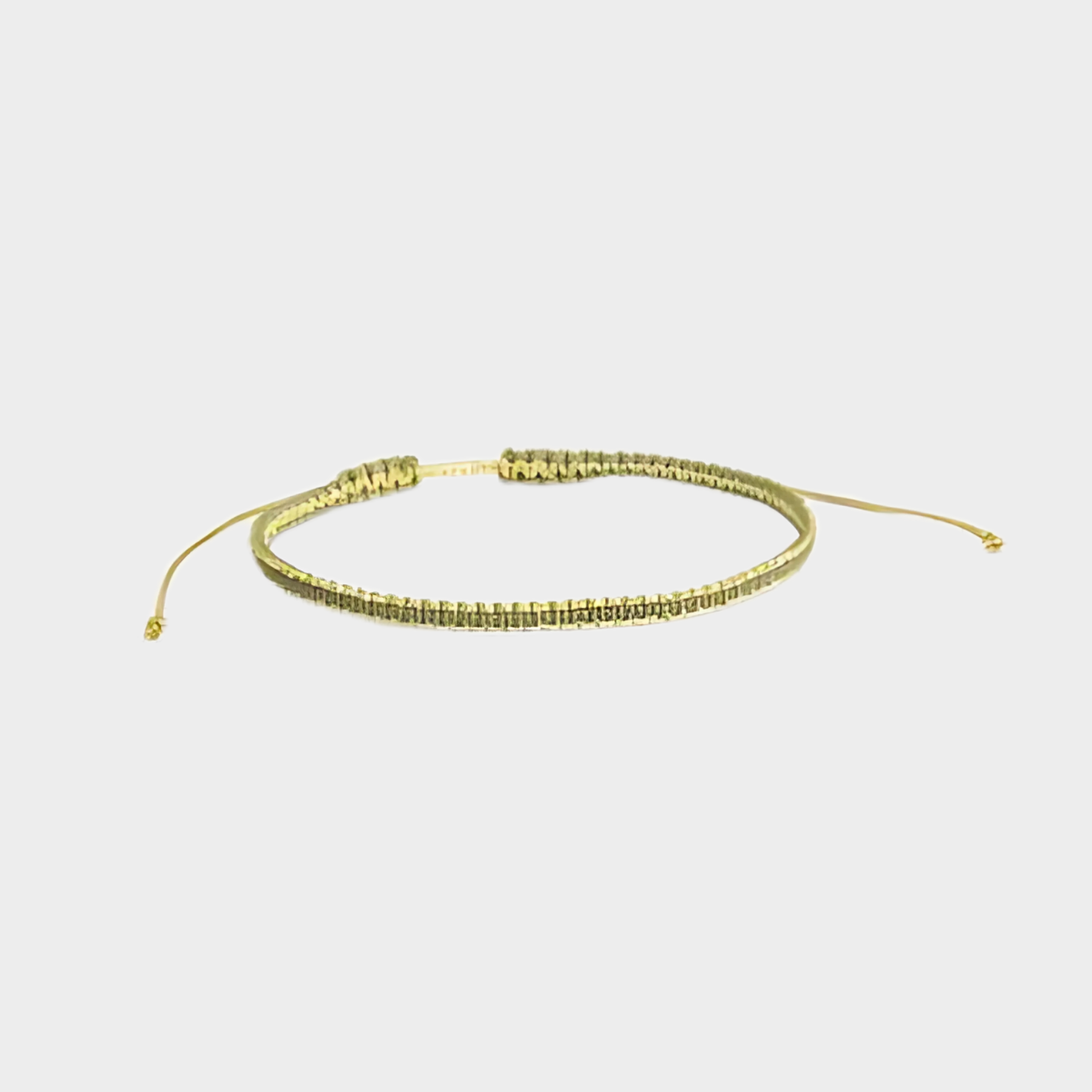 Bracelet tissé pailleté fil or et kaki
