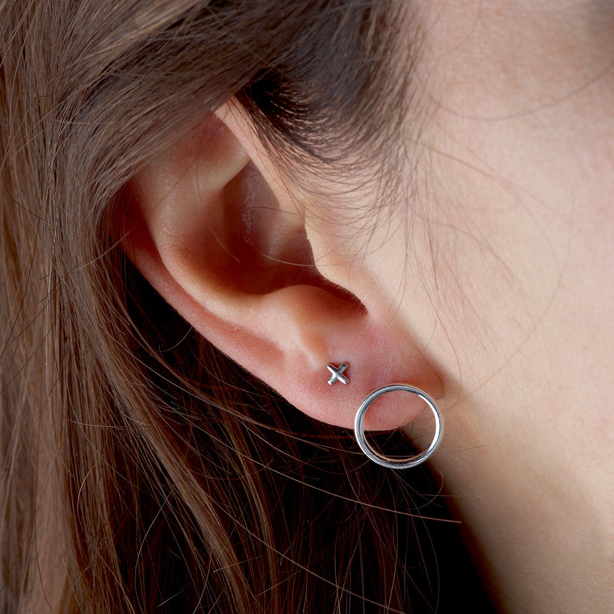 Boucles d'oreilles "X" argent massif