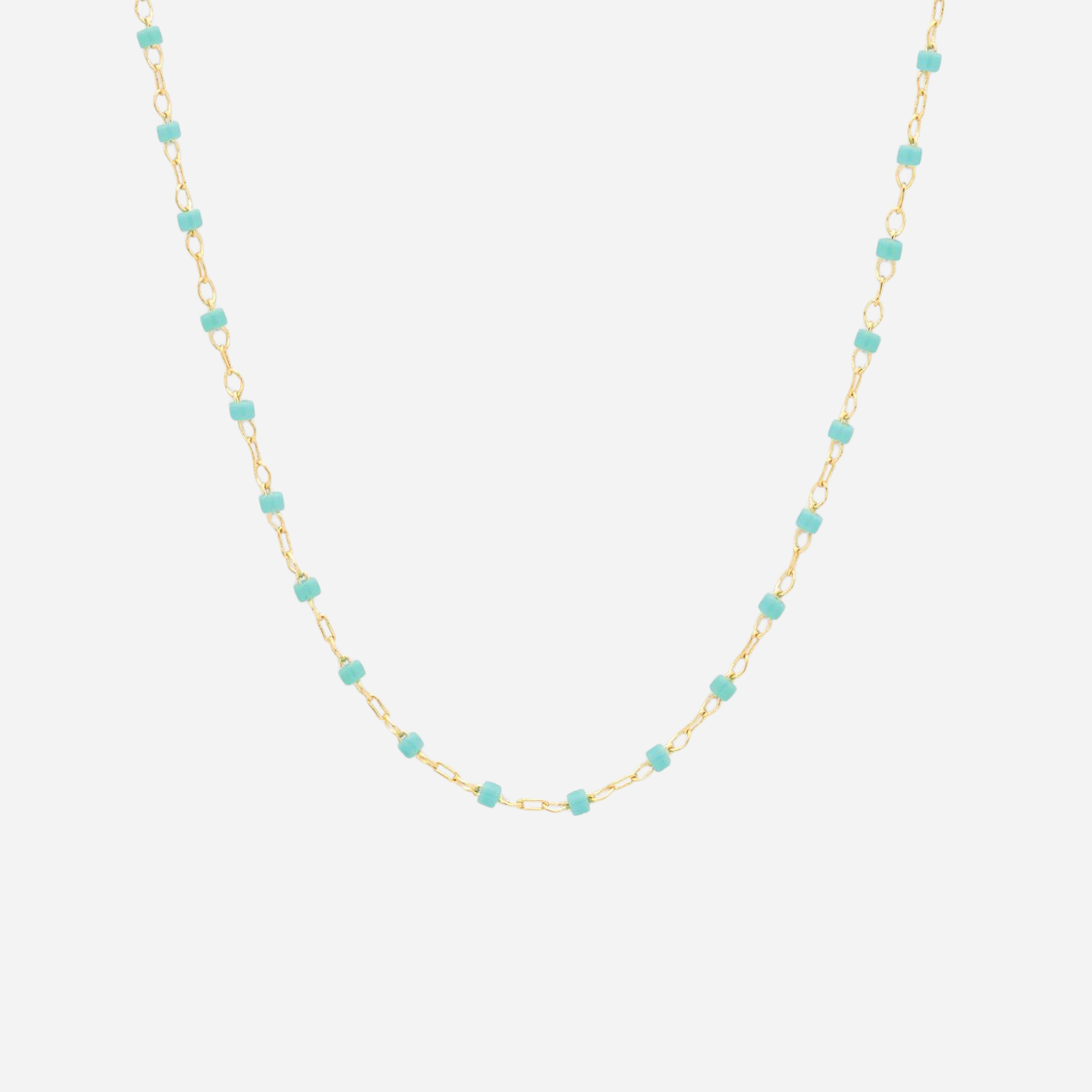 Collier Mahos plaqué or vert d'eau