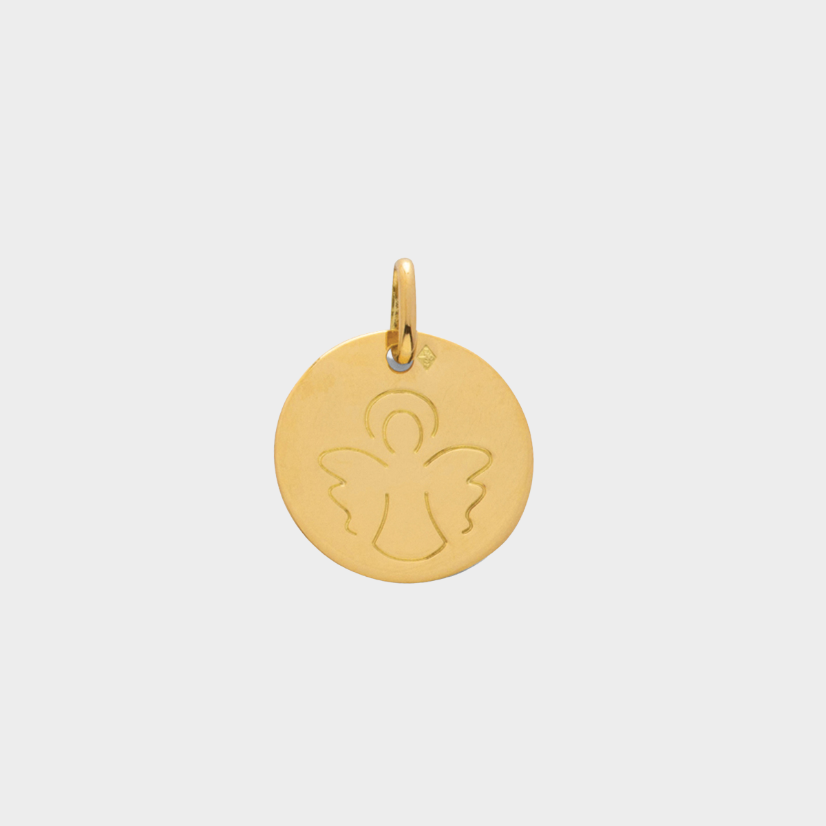 Médaille ange dessiné or 18 carats, chaîne or 18 carats en option